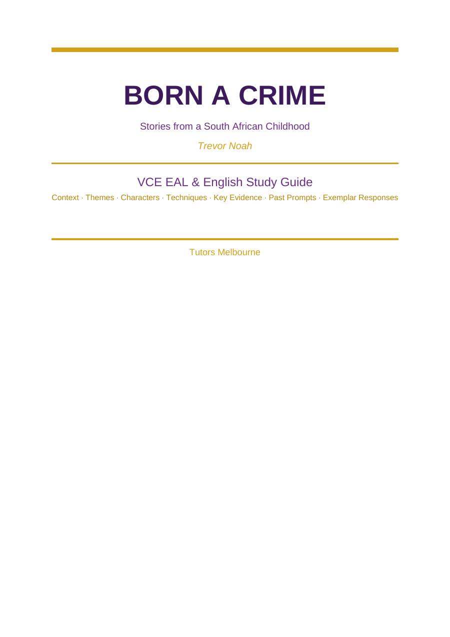 Born a Crime VCE study guide — page 1