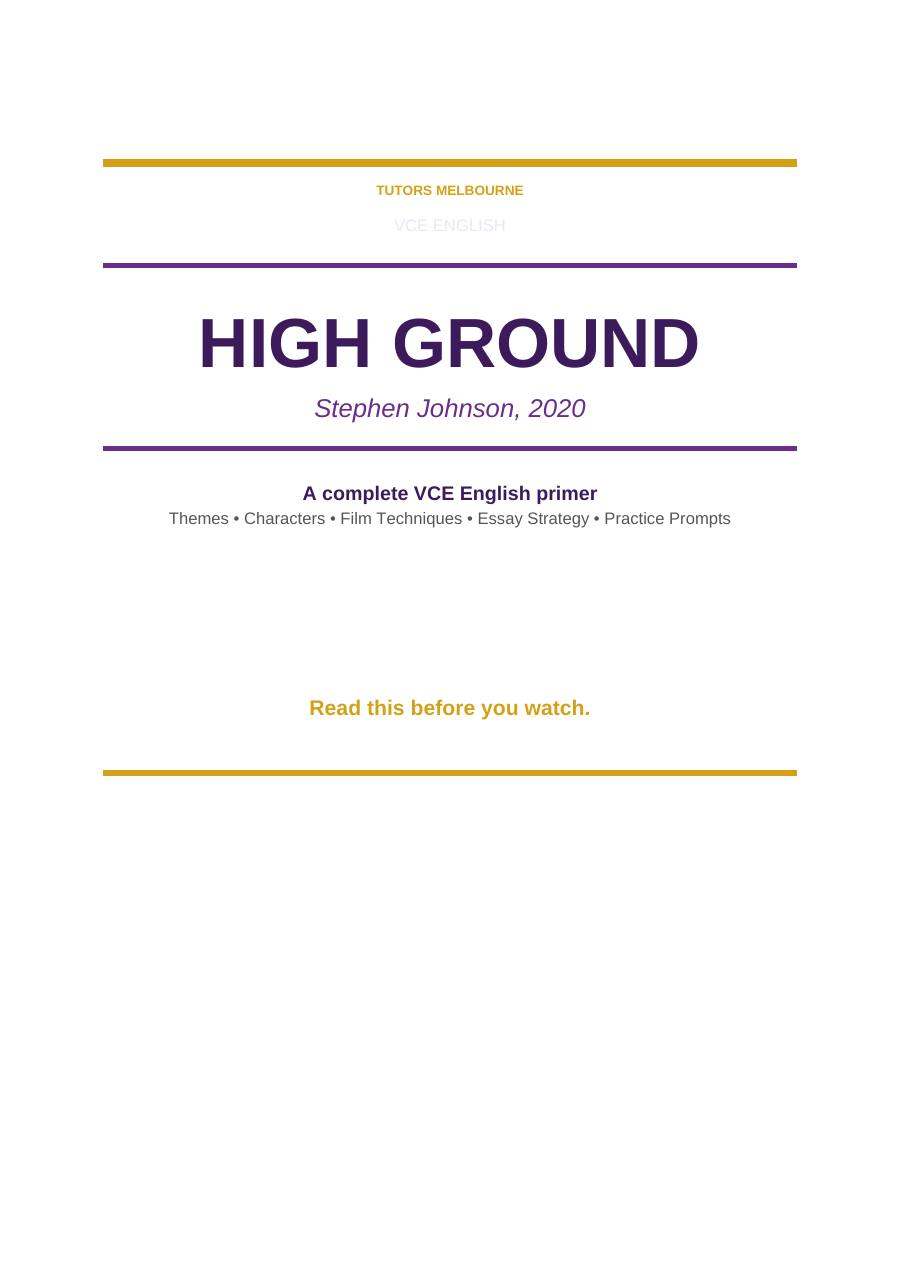 High Ground VCE study guide — page 1