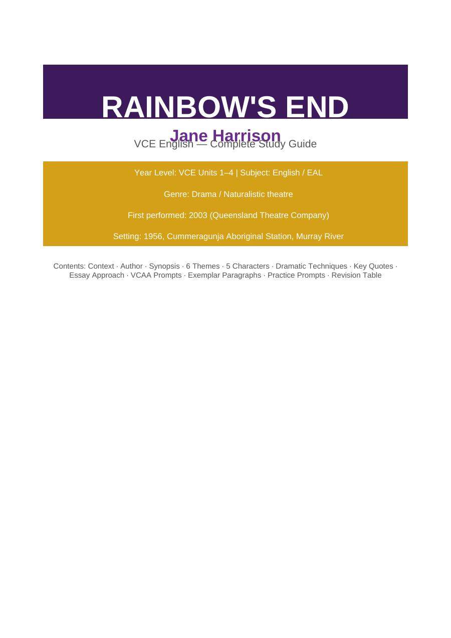 Rainbow's End VCE study guide — page 1