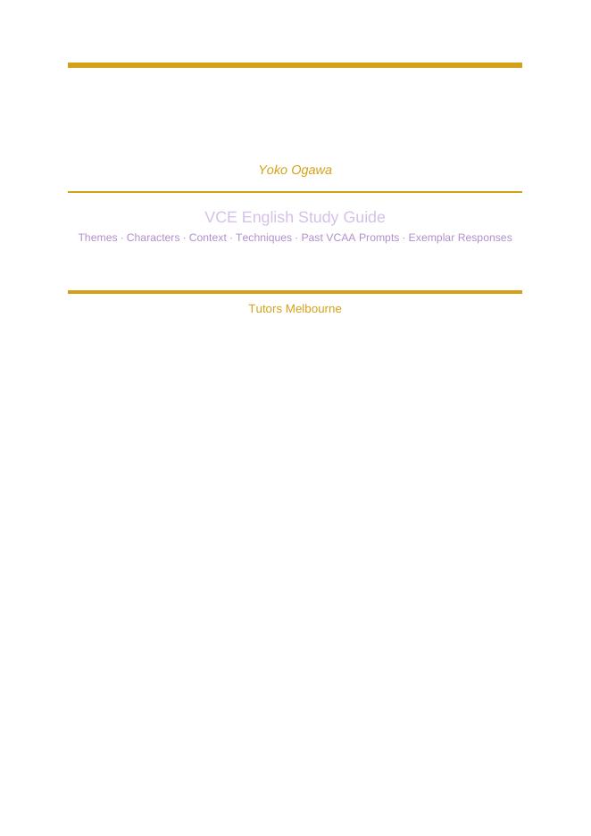 The Memory Police VCE English study guide — first page